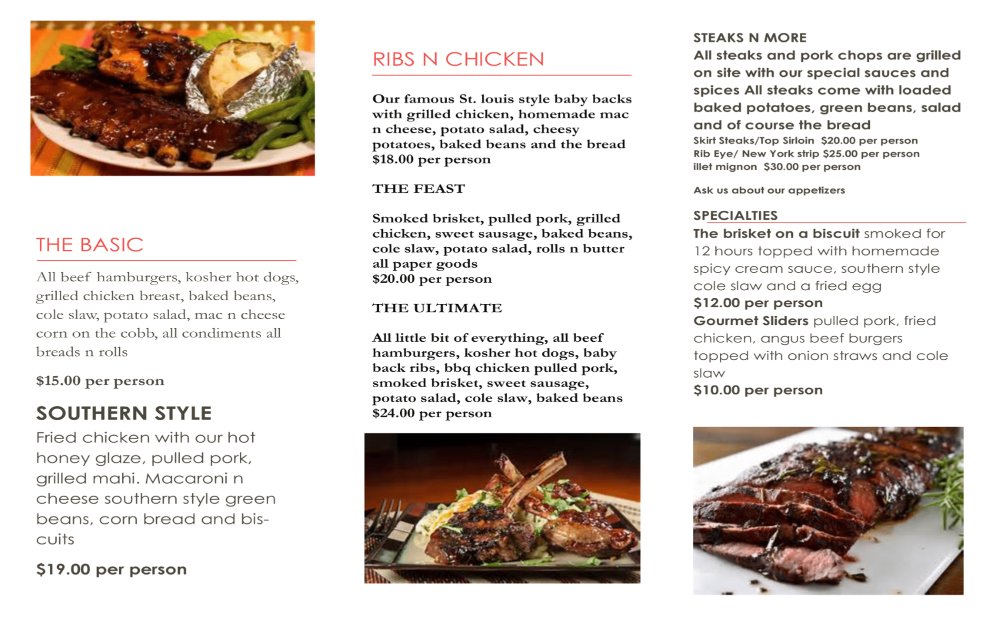 Biscuits N Brunch Catering Service and Food Truck Our Menu's